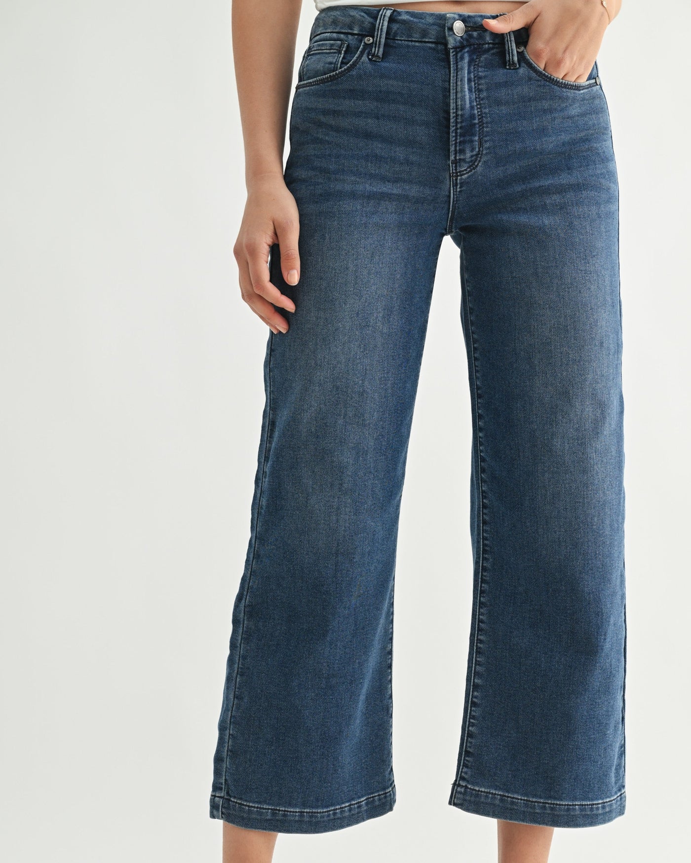 high rise sweat denim