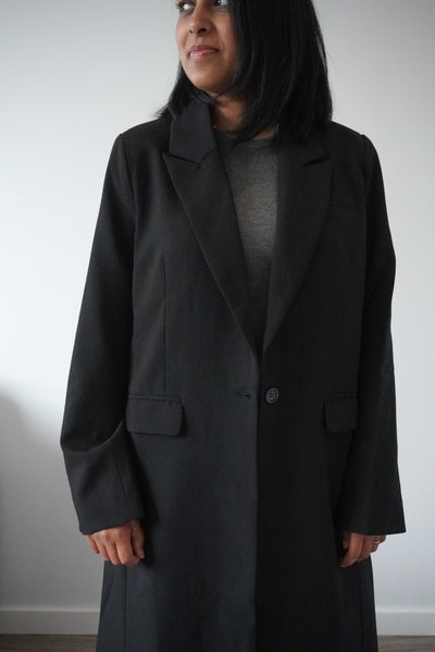black long coat with single button