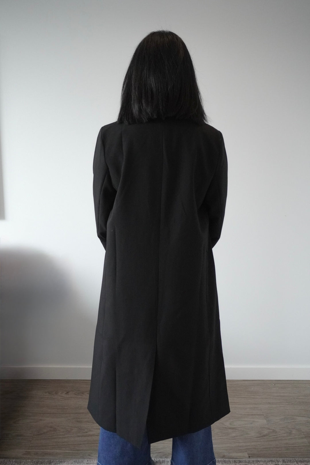 black long coat with single button