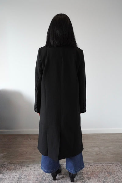 black long coat with single button