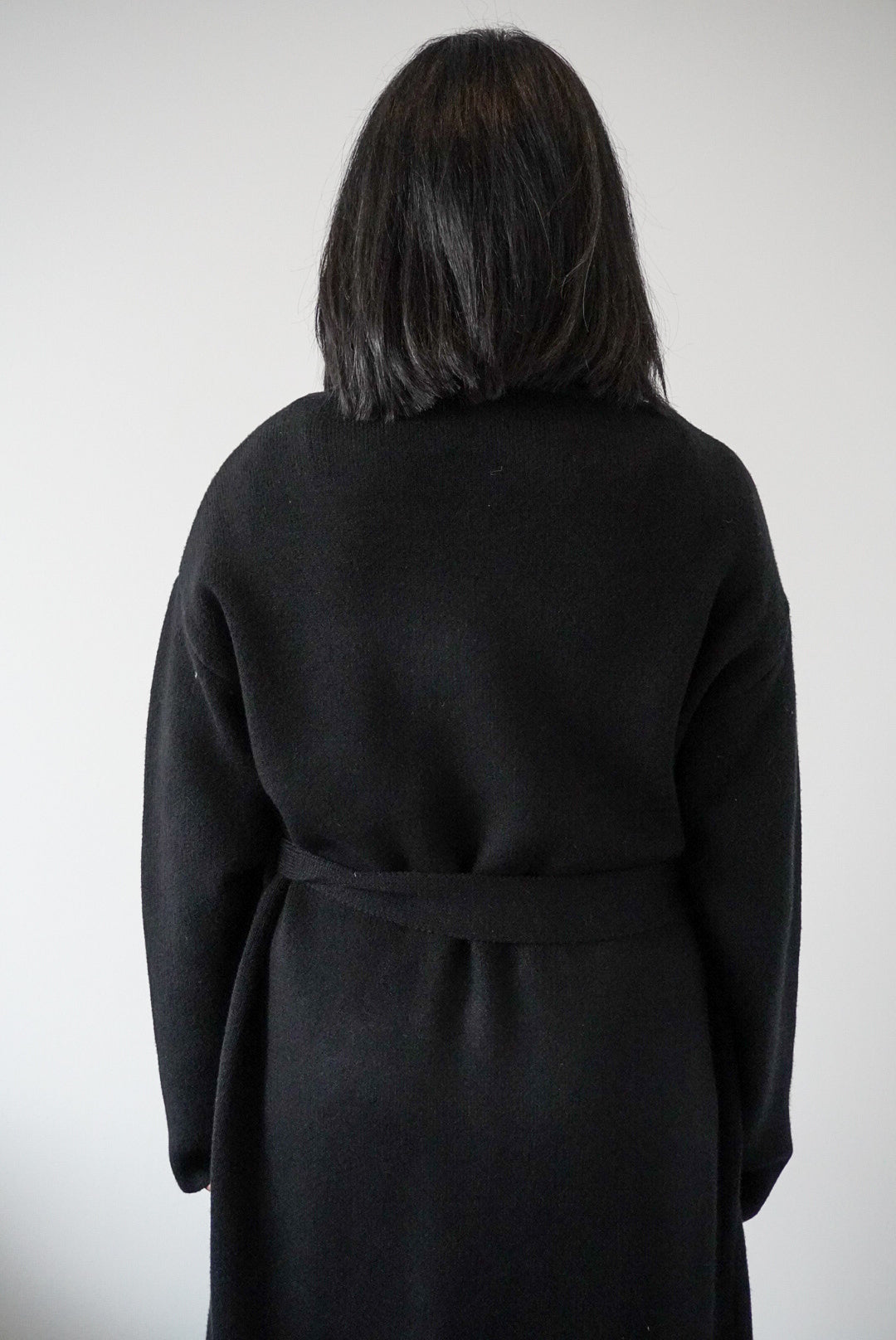 long sweater coat with tie