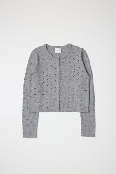 pointelle cardigan with scallop detail