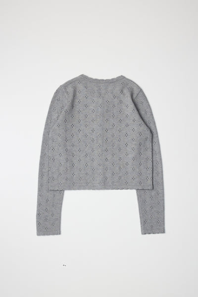 pointelle cardigan with scallop detail