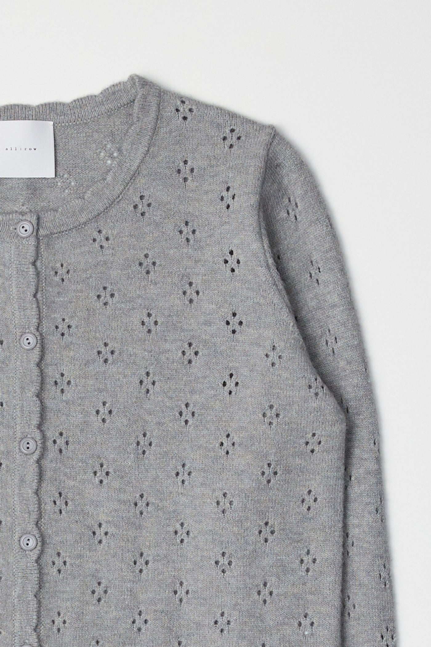 pointelle cardigan with scallop detail