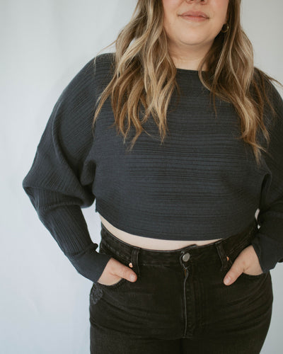 knit cropped ribbed sweater