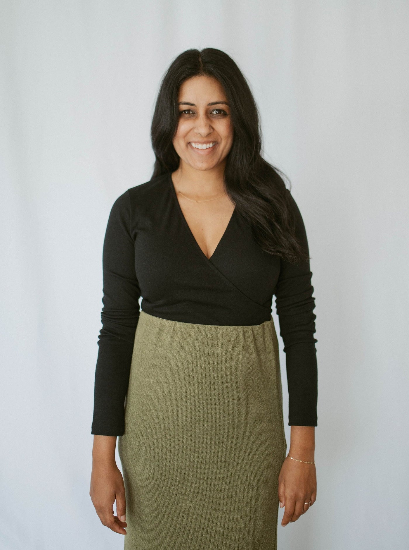 wrap style knit bodysuit