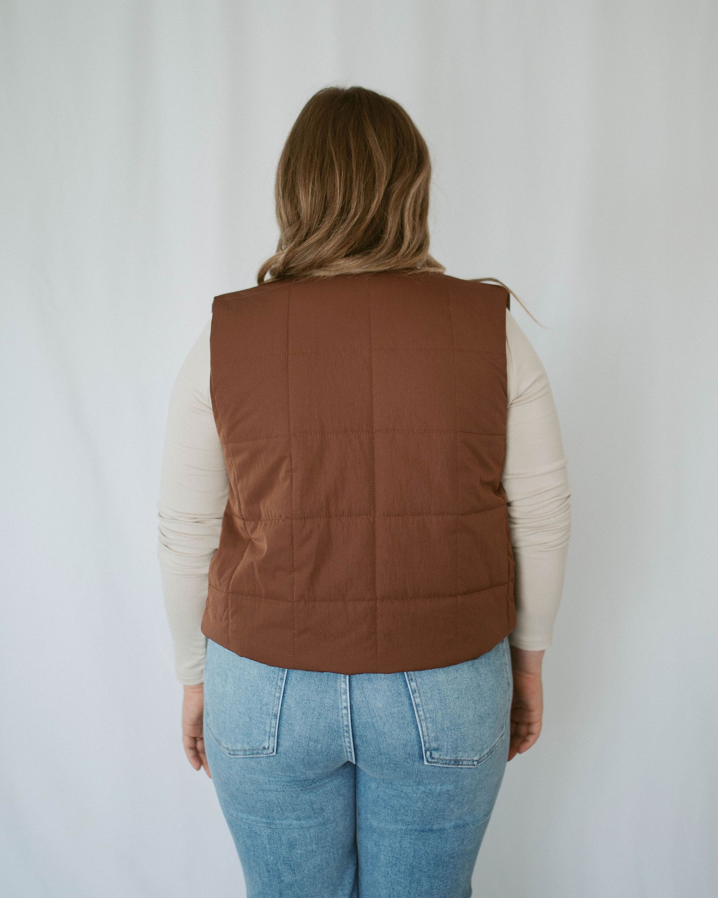 quilted cropped vest with wooden buttons - FINAL SALE