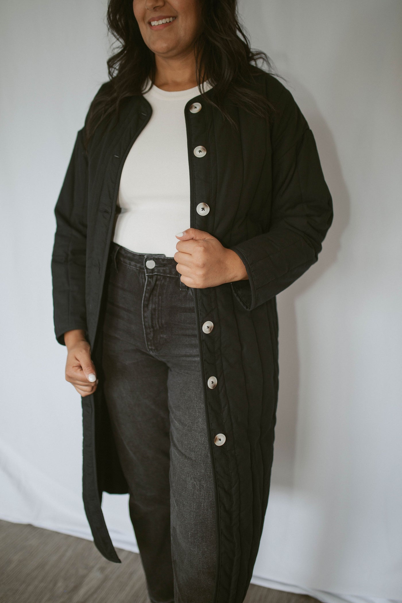 quilted coat with round neck - FINAL SALE