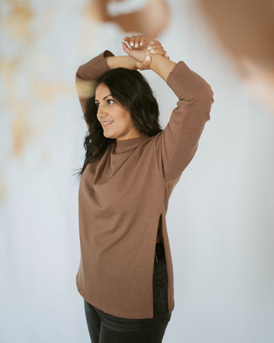 long sleeve top with side slits