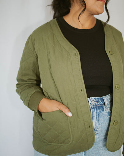 quilted jacket with button detail