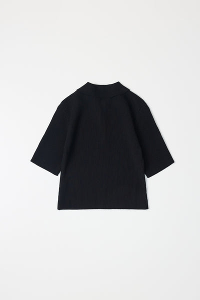 ribbed knit top with collar
