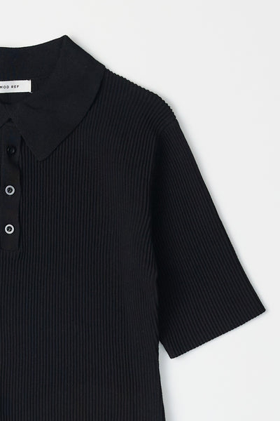 ribbed knit top with collar