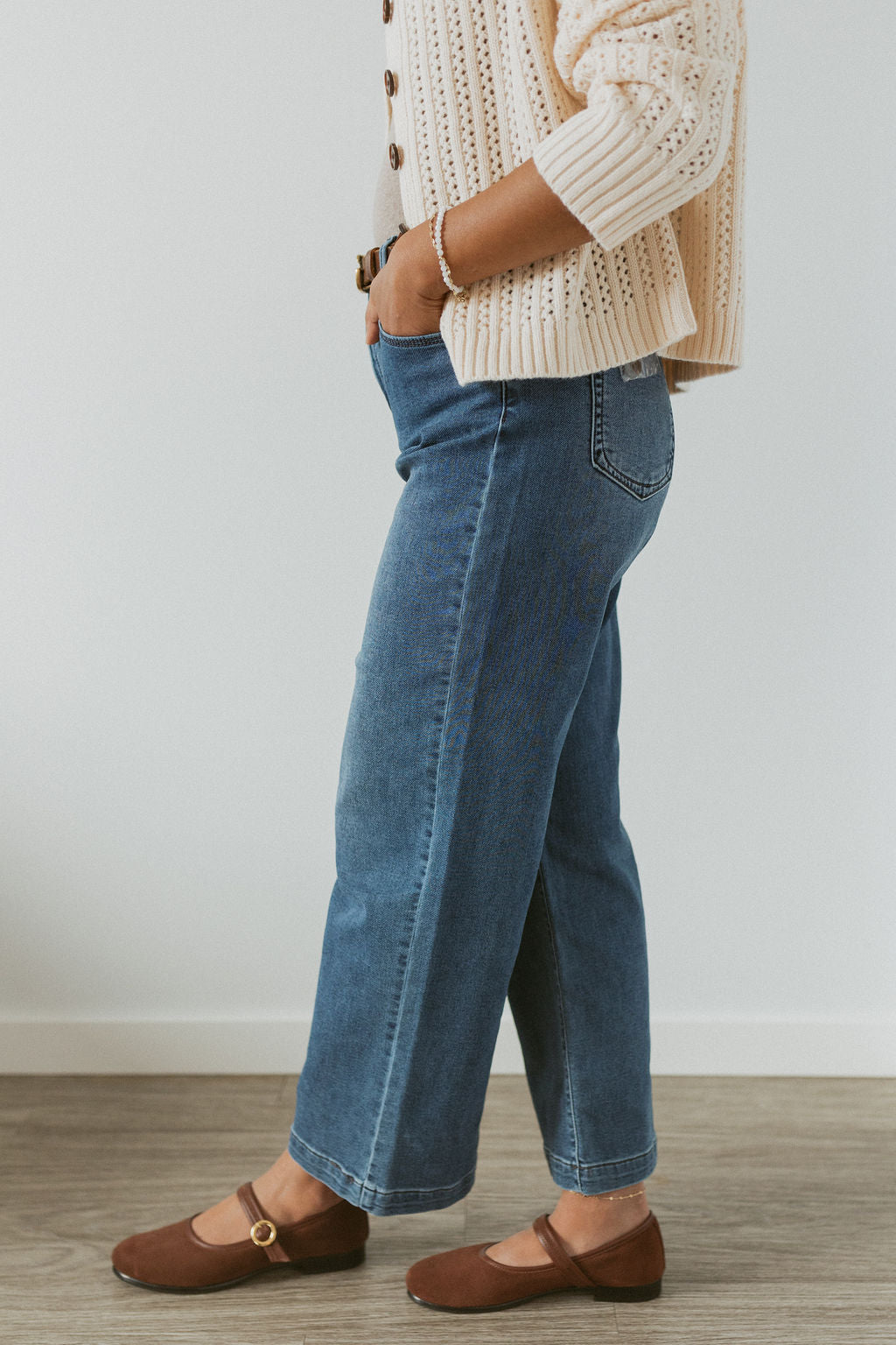 high rise sweat denim