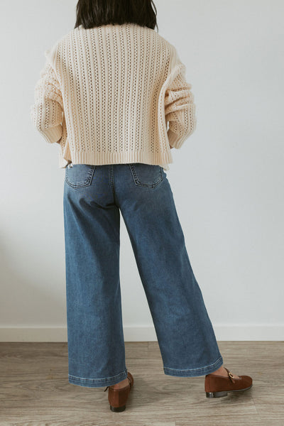 high rise sweat denim