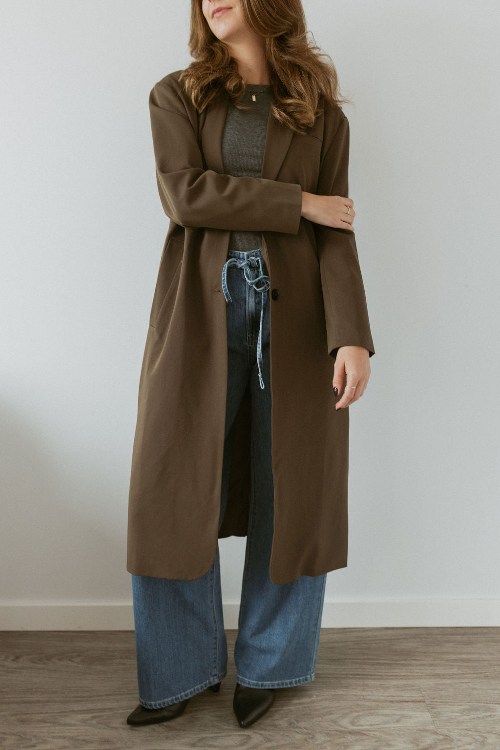 brown tailored long coat