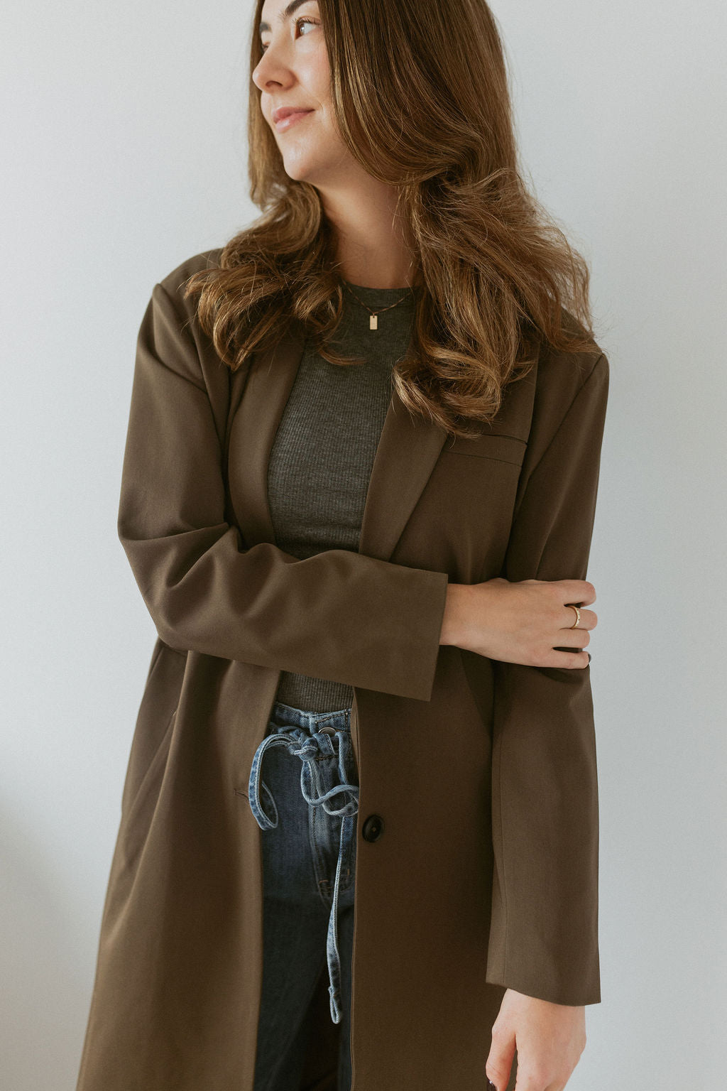 brown tailored long coat