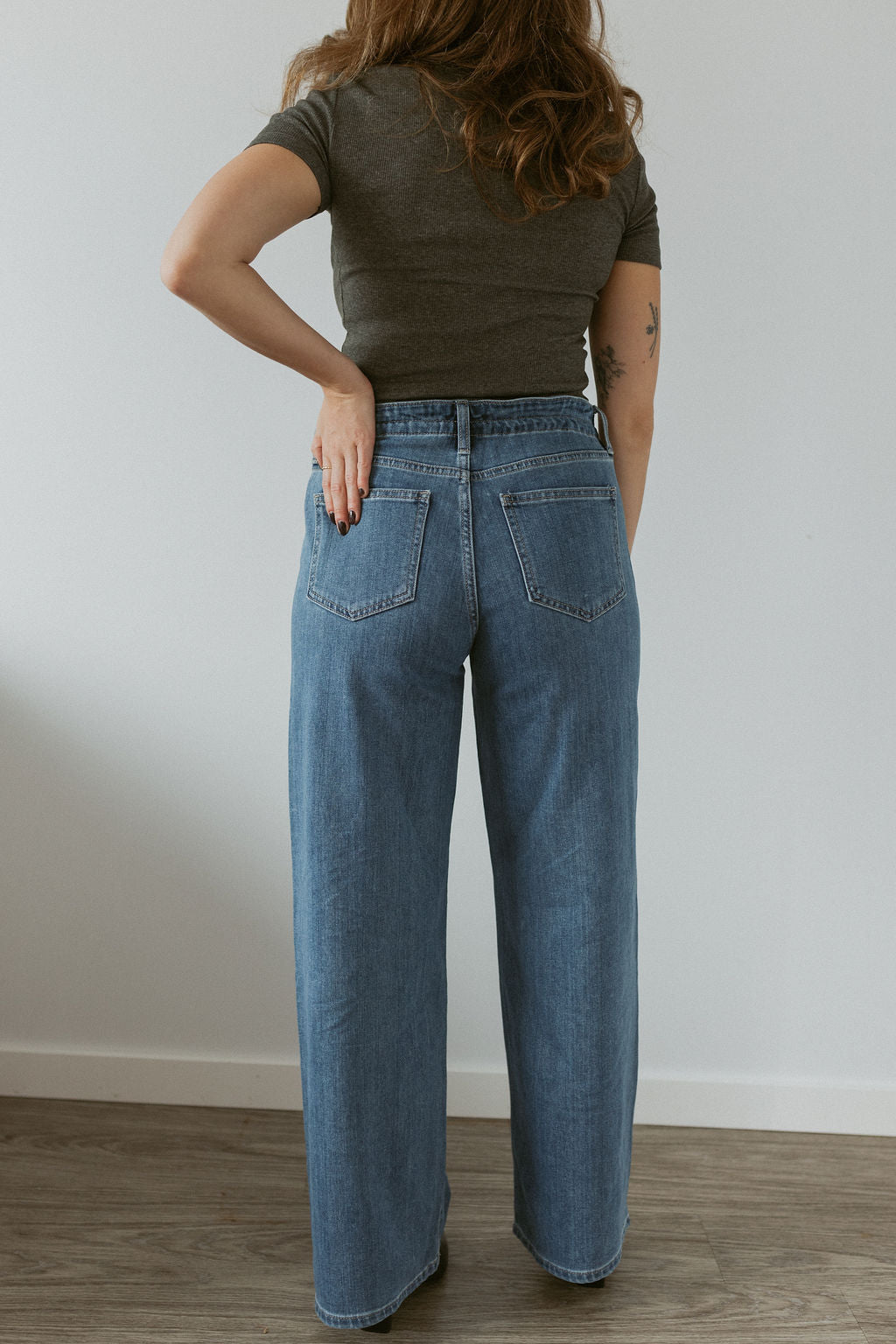 wide leg denim with tie