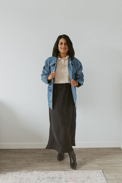 midi skirt with elastic waistband