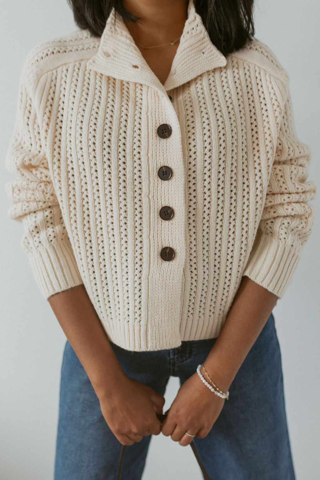 collared sweater with buttons