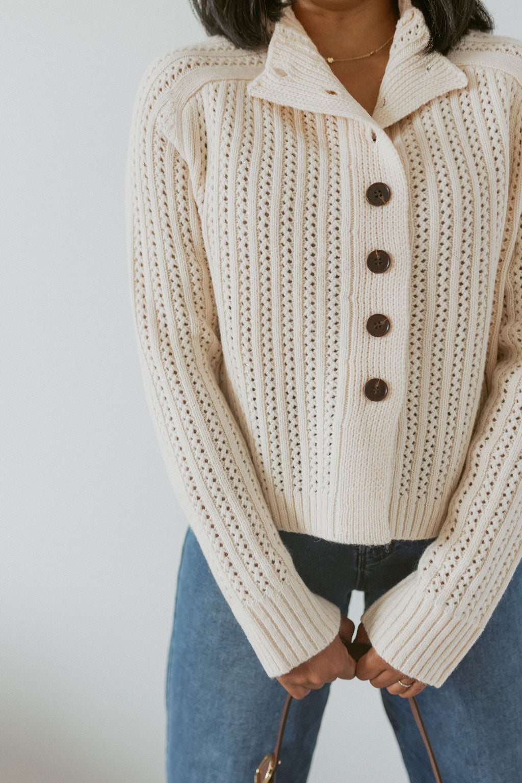 collared sweater with buttons