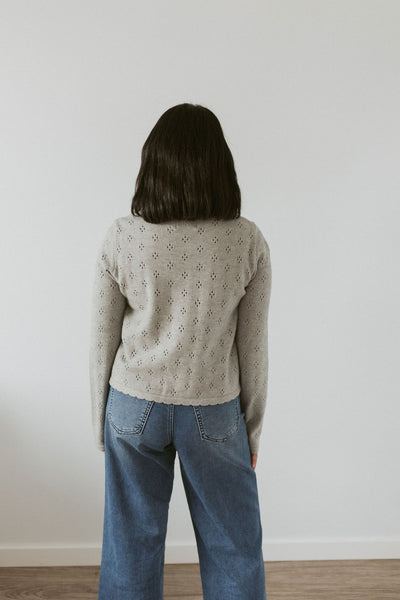 pointelle cardigan with scallop detail