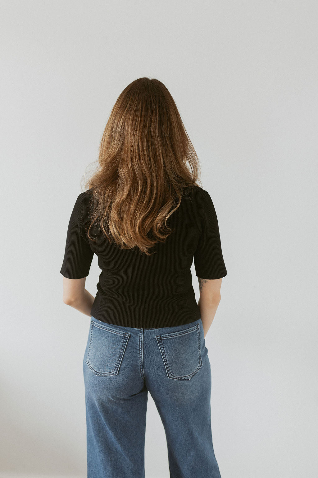 ribbed knit top with collar