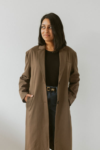 brown tailored long coat