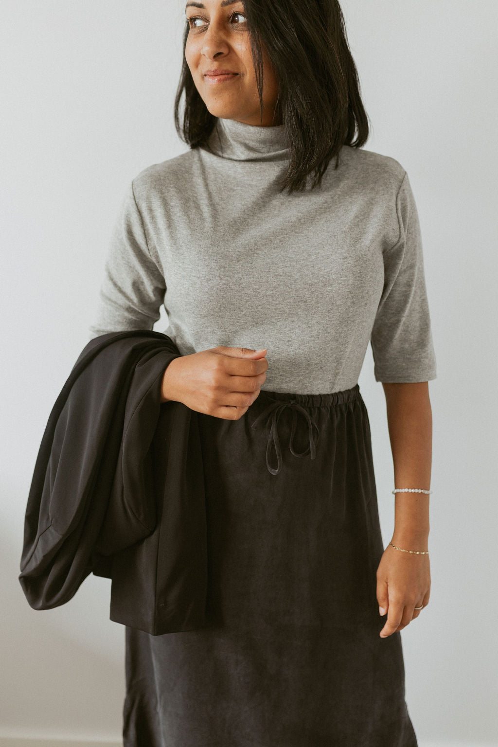 top with mock neck and 3/4 sleeve