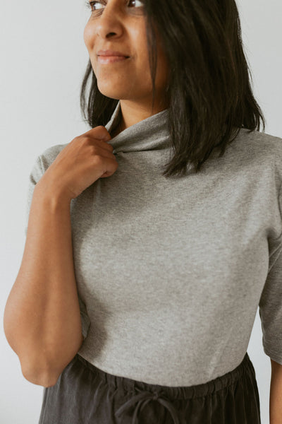 top with mock neck and 3/4 sleeve