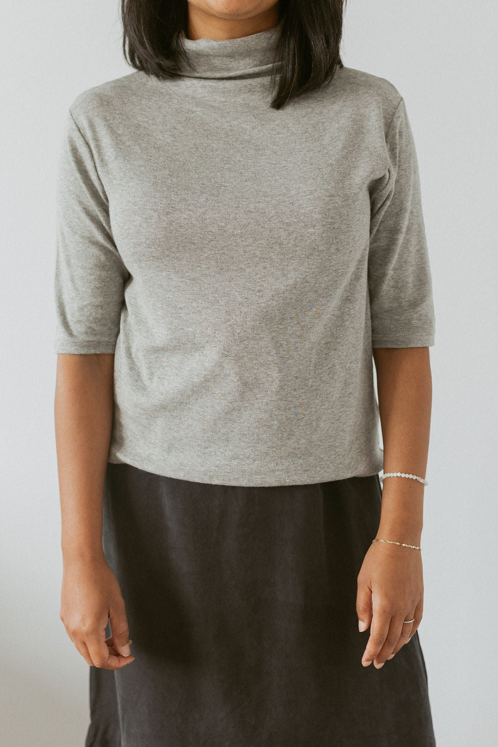 top with mock neck and 3/4 sleeve