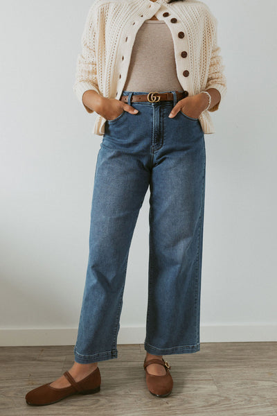high rise sweat denim
