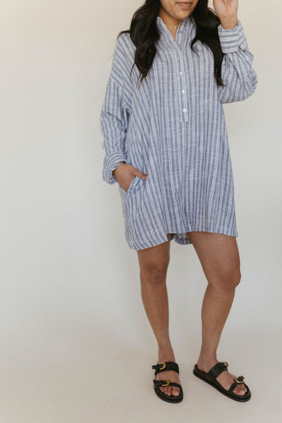 linen collared button up romper
