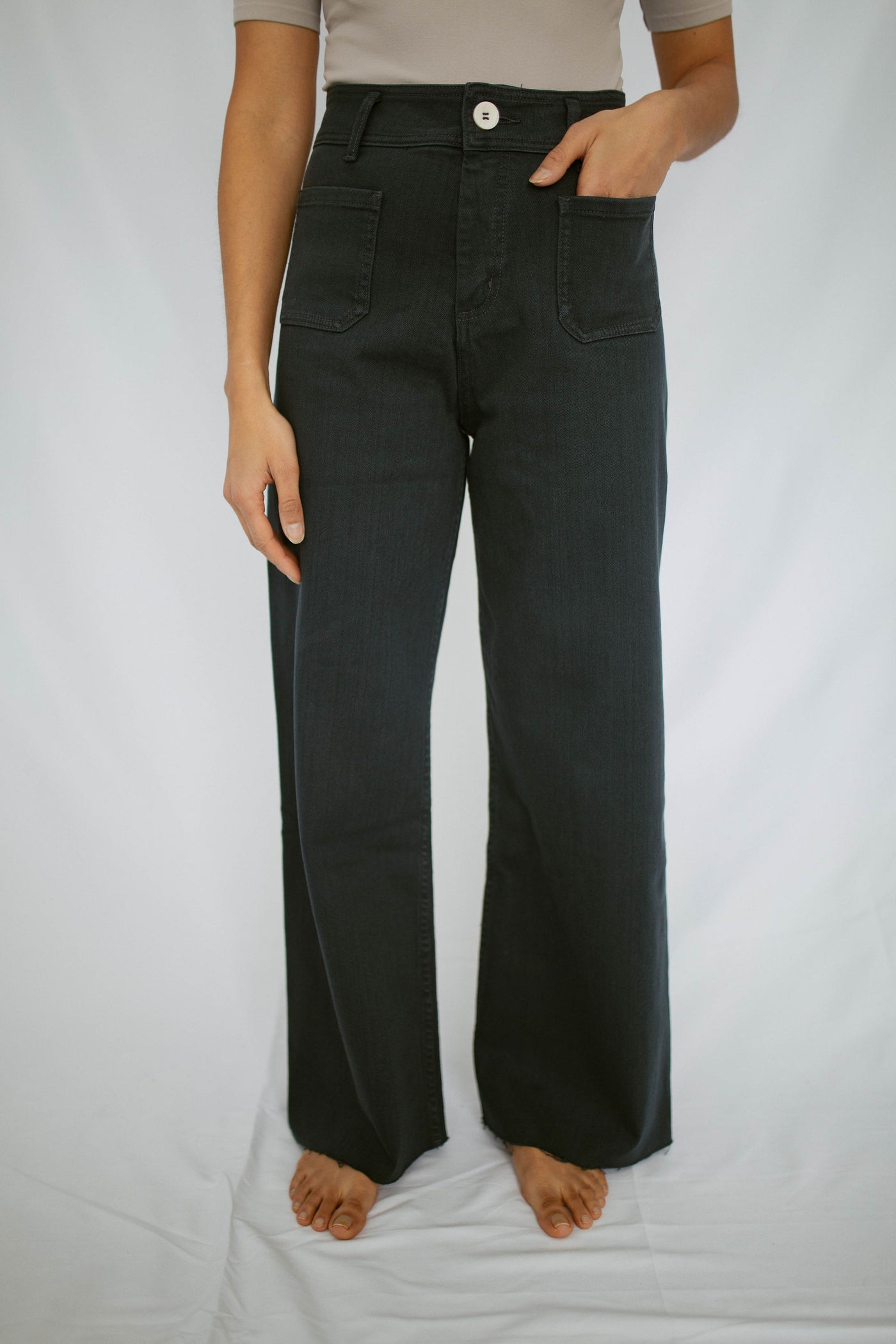high waisted wide leg pant with front pockets - FINAL SALE